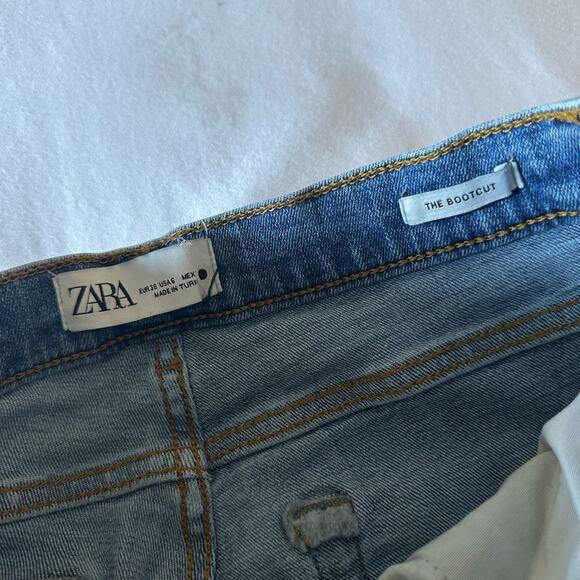 $60 Zara Bootcut Crop Chewed Hem - US 6 - blue - Picture 5 of 9